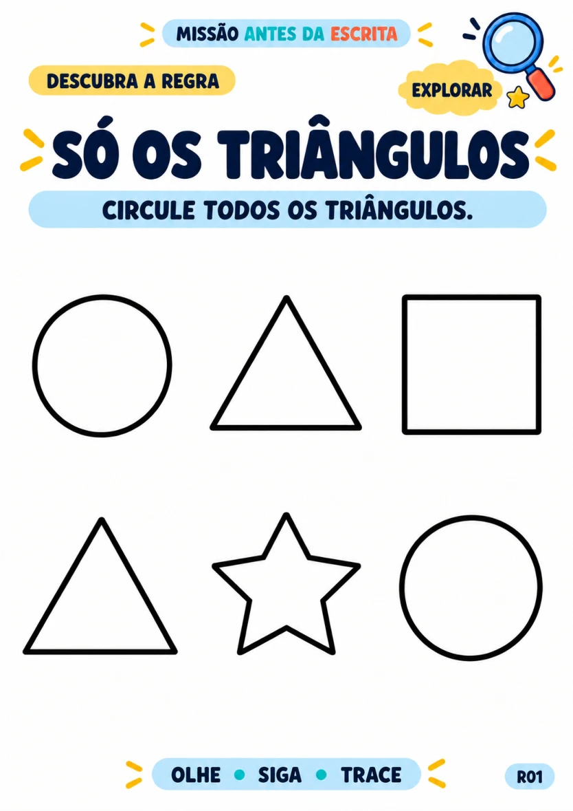 Atividade real: Circule todos os triângulos, nível Explorar